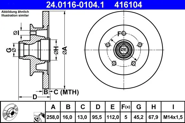 Handler.Part Brake disc ATE 24011601041 1