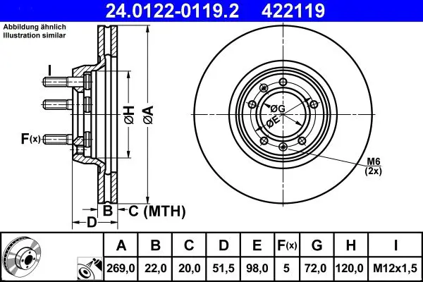 Handler.Part Brake disc ATE 24012201192 1