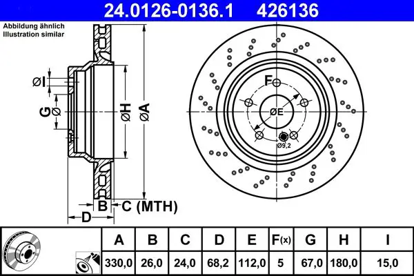 Handler.Part Brake disc ATE 24012601361 1