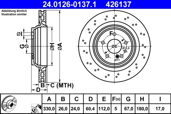 Handler.Part Brake disc ATE 24012601371 1