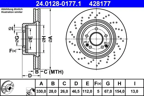 Handler.Part Brake disc ATE 24012801771 1