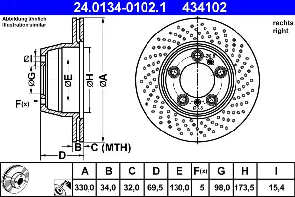 Handler.Part Brake disc ATE 24013401021 1