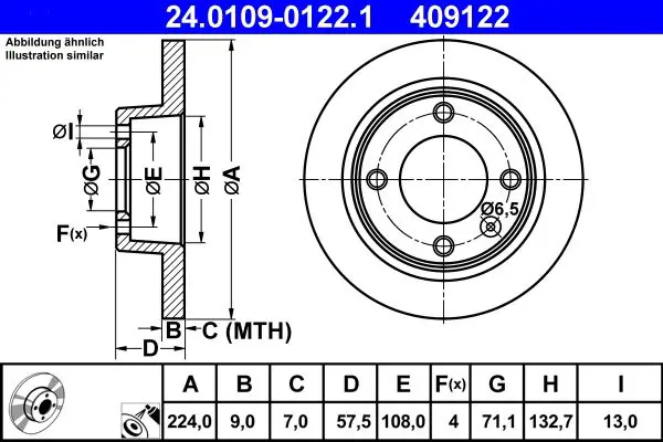 Handler.Part Brake disc ATE 24010901221 1