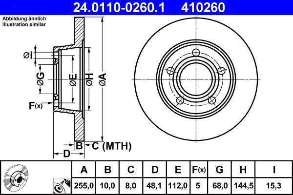 Handler.Part Brake disc ATE 24011002601 1