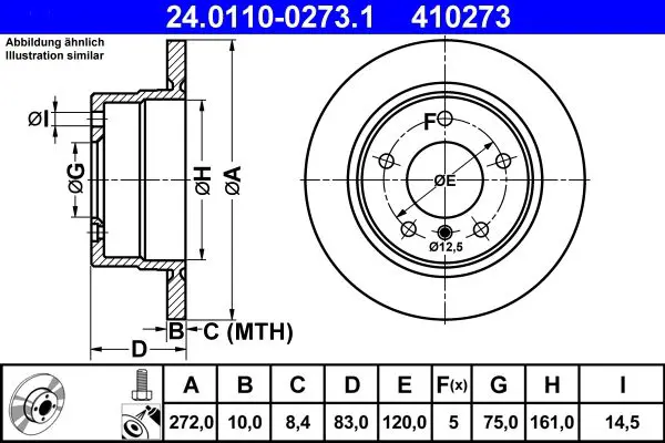 Handler.Part Brake disc ATE 24011002731 1