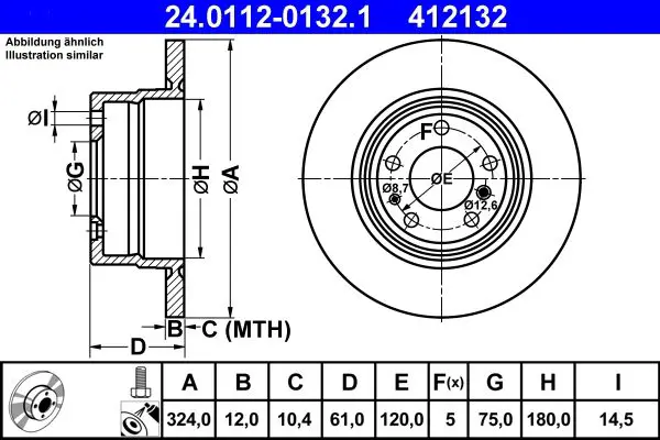 Handler.Part Brake disc ATE 24011201321 1