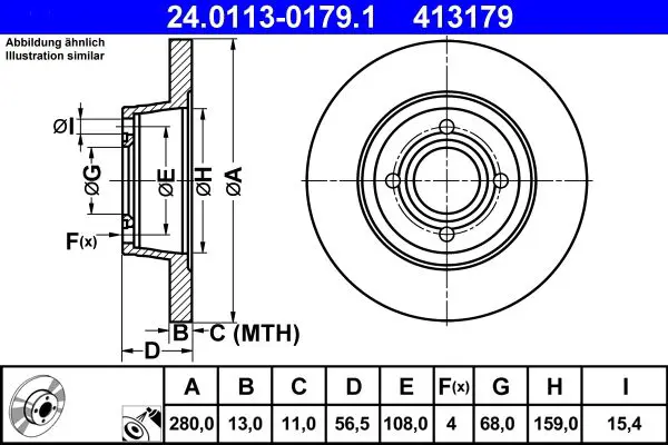 Handler.Part Brake disc ATE 24011301791 1