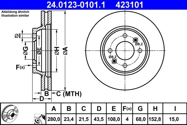 Handler.Part Brake disc ATE 24012301011 1