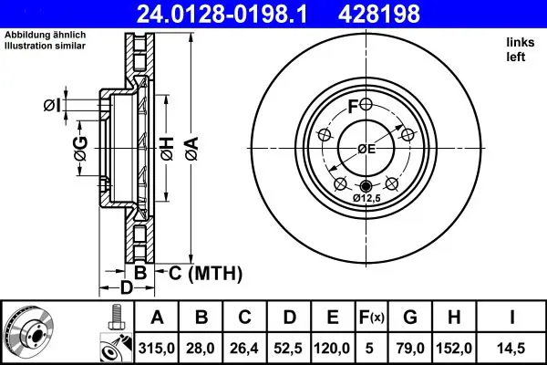 Handler.Part Brake disc ATE 24012801981 1