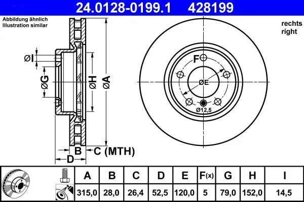 Handler.Part Brake disc ATE 24012801991 1