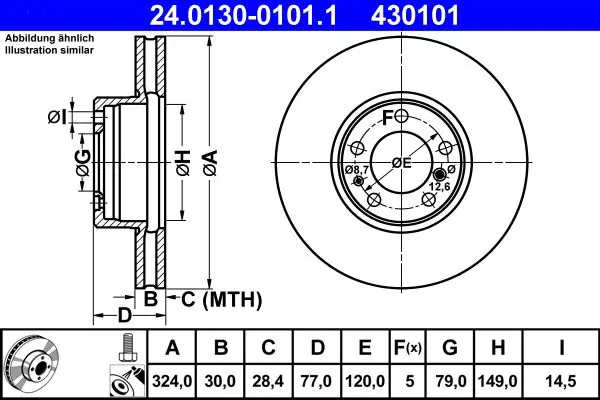 Handler.Part Brake disc ATE 24013001011 1