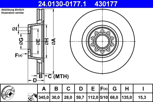 Handler.Part Brake disc ATE 24013001771 1