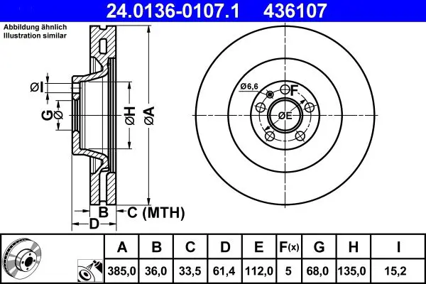 Handler.Part Brake disc ATE 24013601071 1