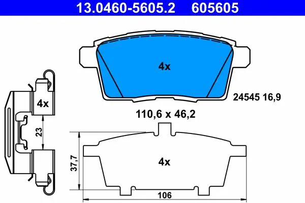 Handler.Part Brake pad set, disc brake ATE 13046056052 1