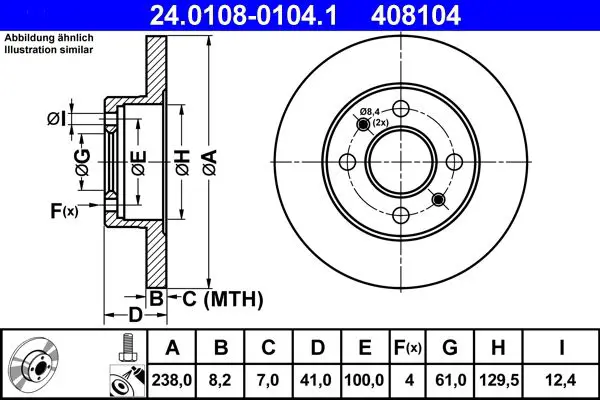 Handler.Part Brake disc ATE 24010801041 1