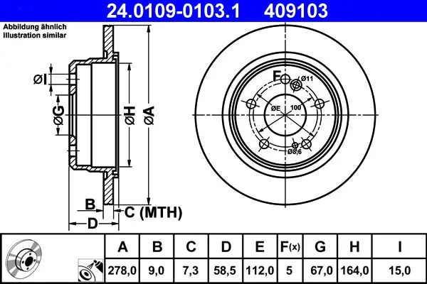 Handler.Part Brake disc ATE 24010901031 1