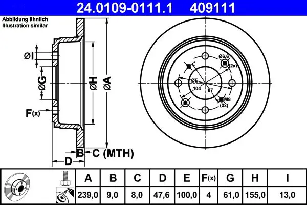 Handler.Part Brake disc ATE 24010901111 1