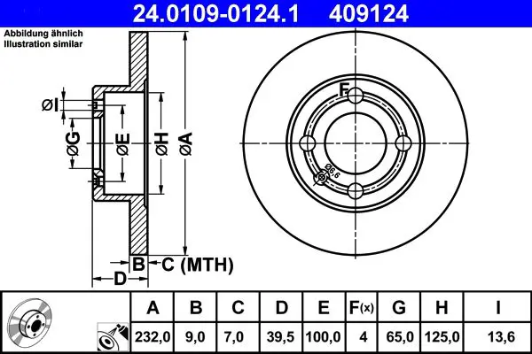 Handler.Part Brake disc ATE 24010901241 1