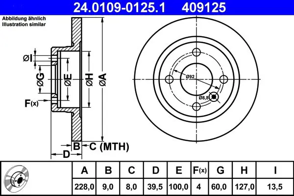 Handler.Part Brake disc ATE 24010901251 1