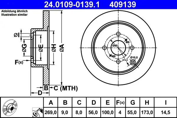 Handler.Part Brake disc ATE 24010901391 1