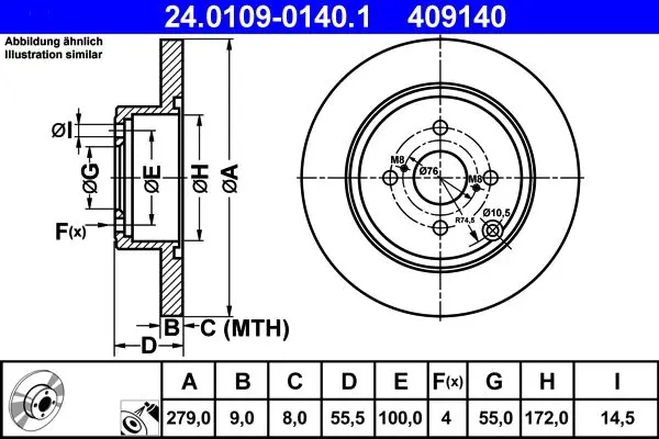 Handler.Part Brake disc ATE 24010901401 1