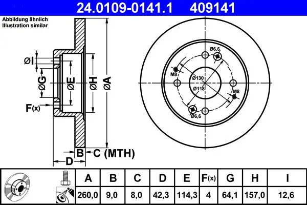 Handler.Part Brake disc ATE 24010901411 1