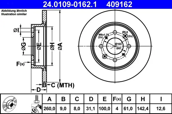 Handler.Part Brake disc ATE 24010901621 1