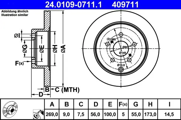 Handler.Part Brake disc ATE 24010907111 1