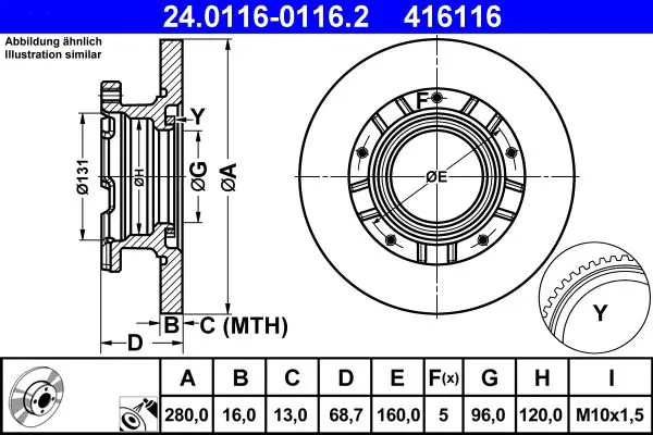 Handler.Part Brake disc ATE 24011601162 1