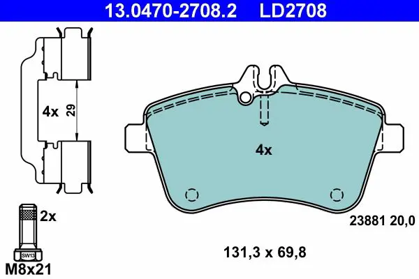 Handler.Part Brake pad set, disc brake ATE 13047027082 1