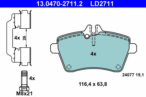 Handler.Part Brake pad set, disc brake ATE 13047027112 1