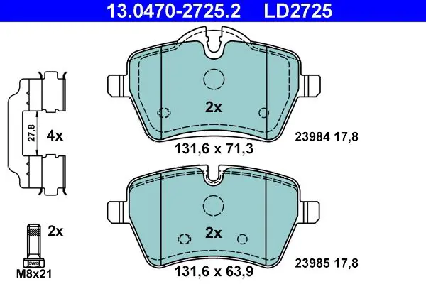 Handler.Part Brake pad set, disc brake ATE 13047027252 1