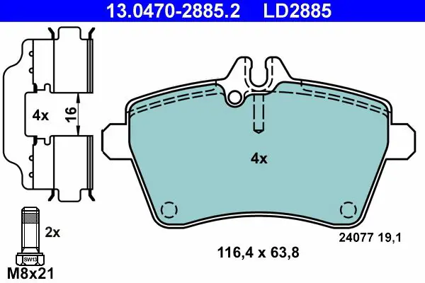 Handler.Part Brake pad set, disc brake ATE 13047028852 1