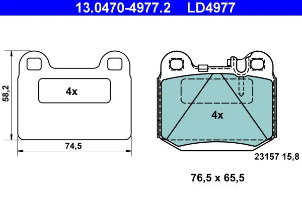 Handler.Part Brake pad set, disc brake ATE 13047049772 1