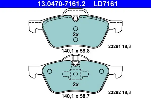 Handler.Part Brake pad set, disc brake ATE 13047071612 1