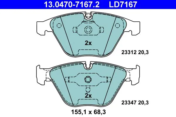 Handler.Part Brake pad set, disc brake ATE 13047071672 1