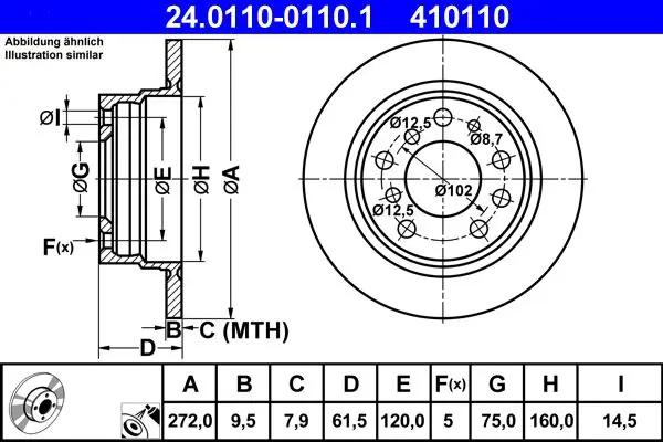 Handler.Part Brake disc ATE 24011001101 1