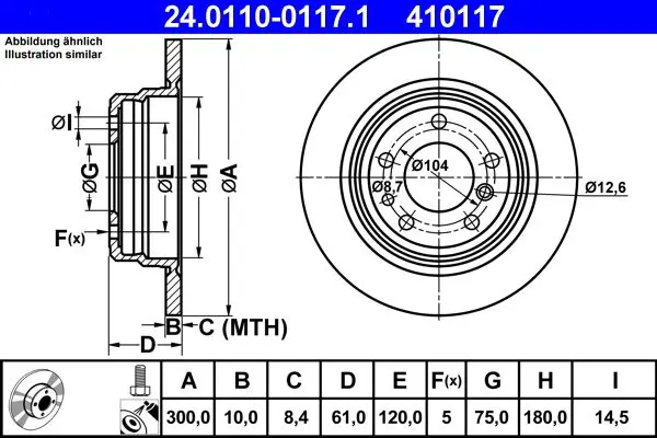 Handler.Part Brake disc ATE 24011001171 1