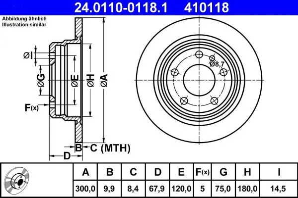 Handler.Part Brake disc ATE 24011001181 1