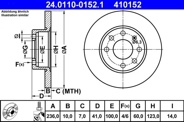 Handler.Part Brake disc ATE 24011001521 1