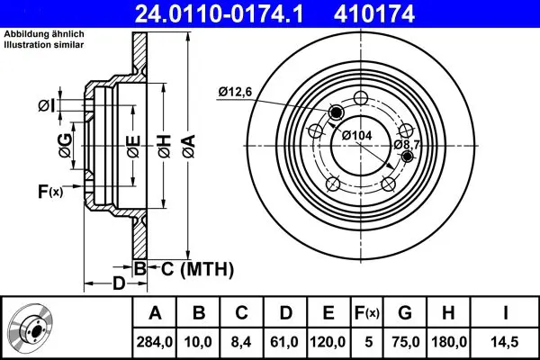 Handler.Part Brake disc ATE 24011001741 1