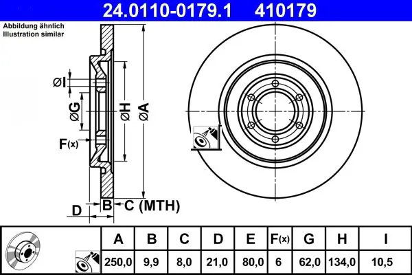 Handler.Part Brake disc ATE 24011001791 1