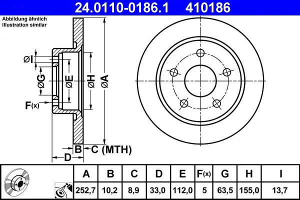 Handler.Part Brake disc ATE 24011001861 1