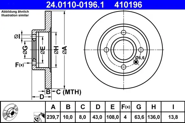 Handler.Part Brake disc ATE 24011001961 1