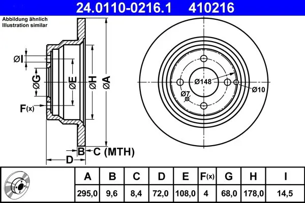 Handler.Part Brake disc ATE 24011002161 1