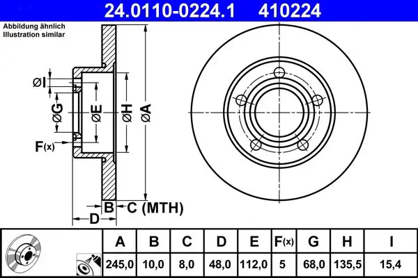 Handler.Part Brake disc ATE 24011002241 1