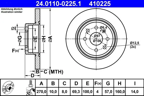 Handler.Part Brake disc ATE 24011002251 1