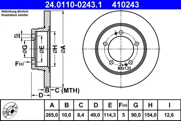 Handler.Part Brake disc ATE 24011002431 1