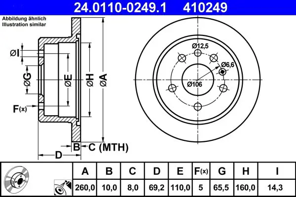 Handler.Part Brake disc ATE 24011002491 1