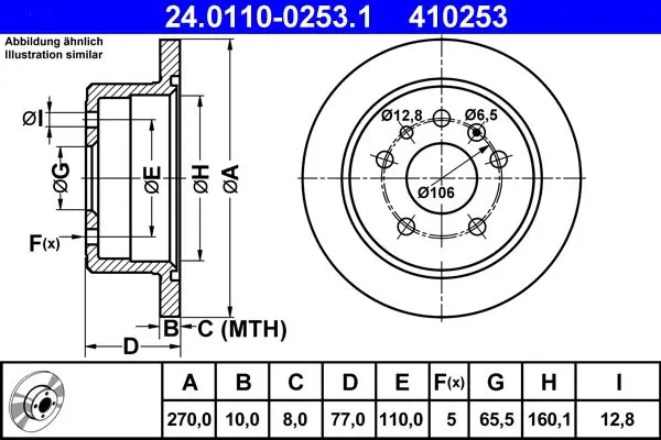 Handler.Part Brake disc ATE 24011002531 1